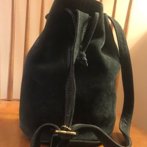 Vintage Hunter Green Suede Sling backpack purse